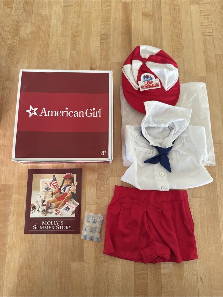 American Girl Molly's Camp Gowonagin Uniform Camping Outfit Shirt Shorts Hat NIB