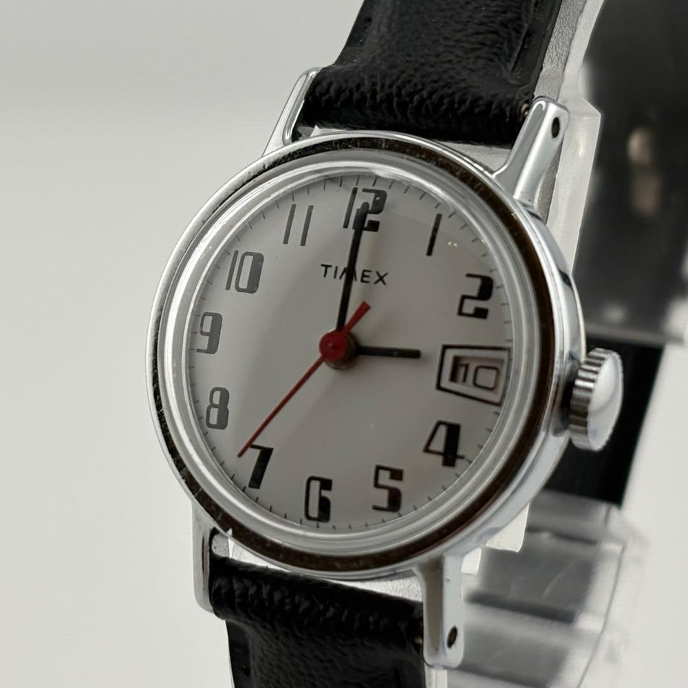 Timex Ladies Hand Wind Watch White Date Mechanical Vintage Rare Limited Edition