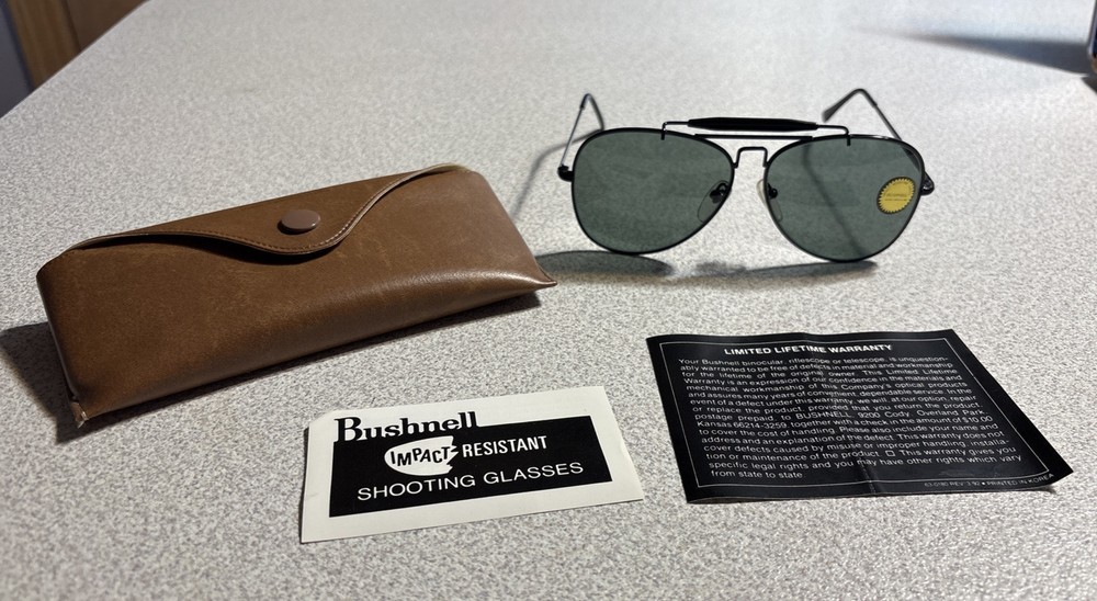 RARE Bushnell Vintage Sunglasses Pilot/Aviator Black Korea Shooting Glasses