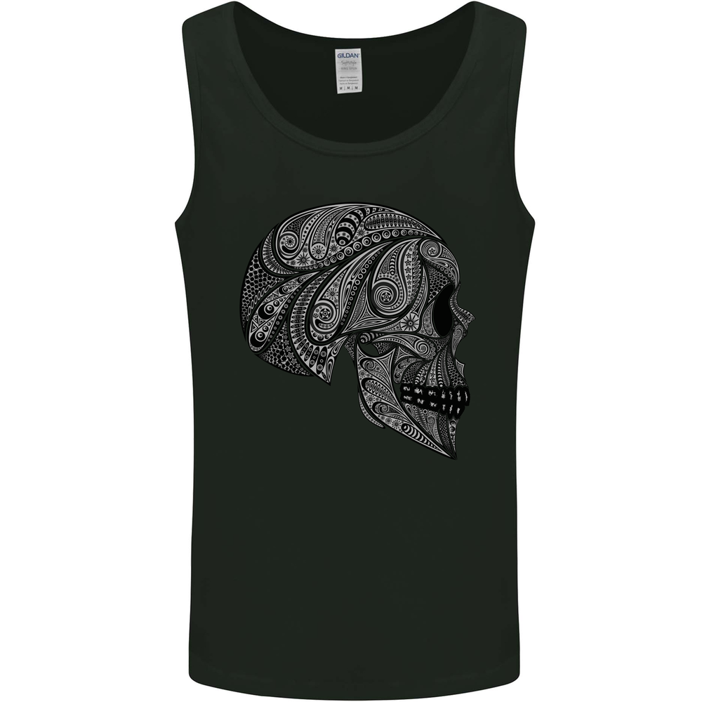 Mandala Skull Gothic Biker Motorbike Mens Vest Tank Top