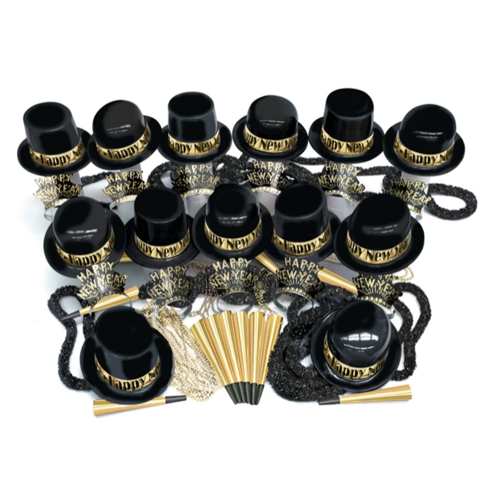 New Years Eve Party Supplies 2026 I 250 Pcs I Black and Gold Top Hats Tiaras ...-image