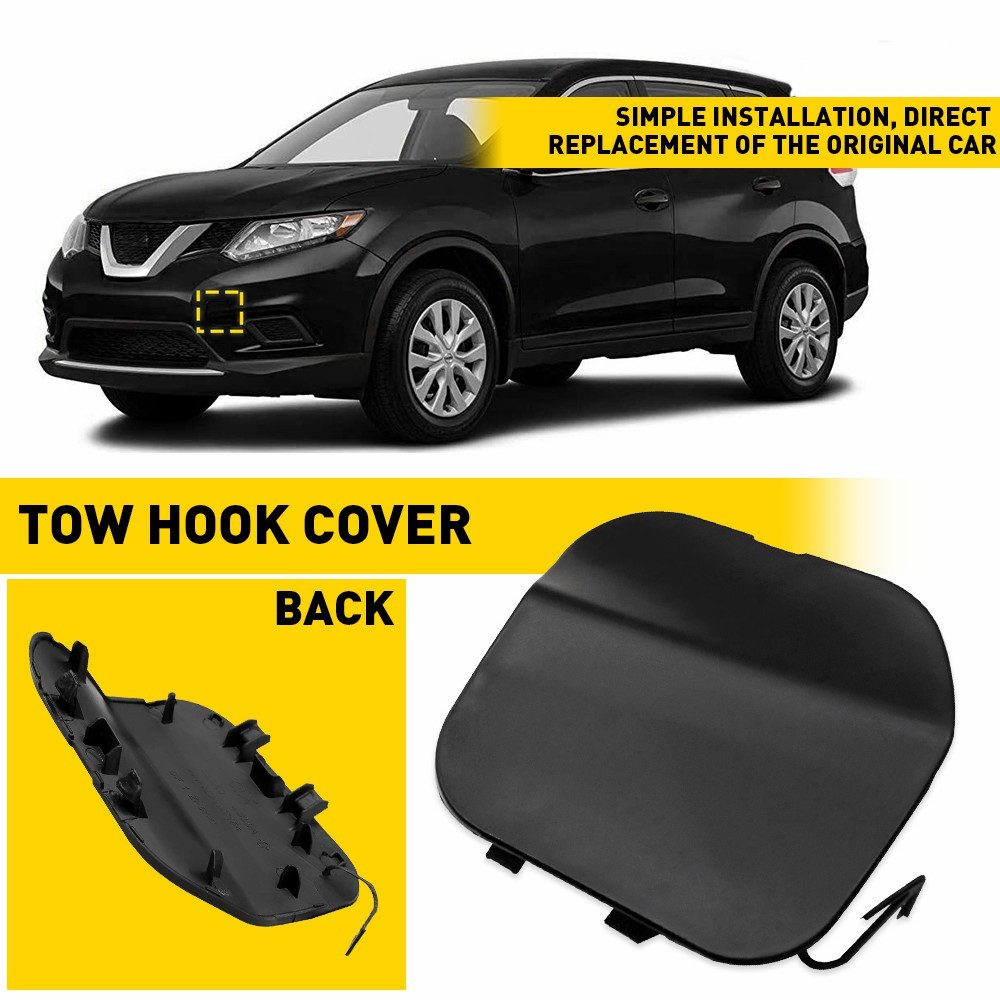 Fit For Nissan Rogue 2014-2016 Bumper Front Tow Hook Cap cover Eye Access Black