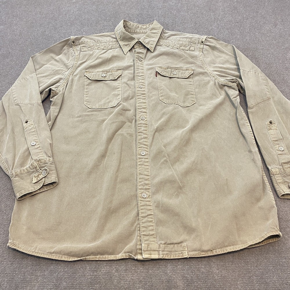 vtg Levis Shirt Men Large Heavy Twill Military Grunge Skater Punk 90s Distressed