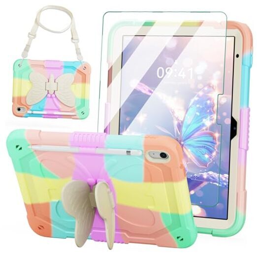 10.9 Inch Rose Gold iPad 10th Gen Case for Kids Girls with Screen Protector  
