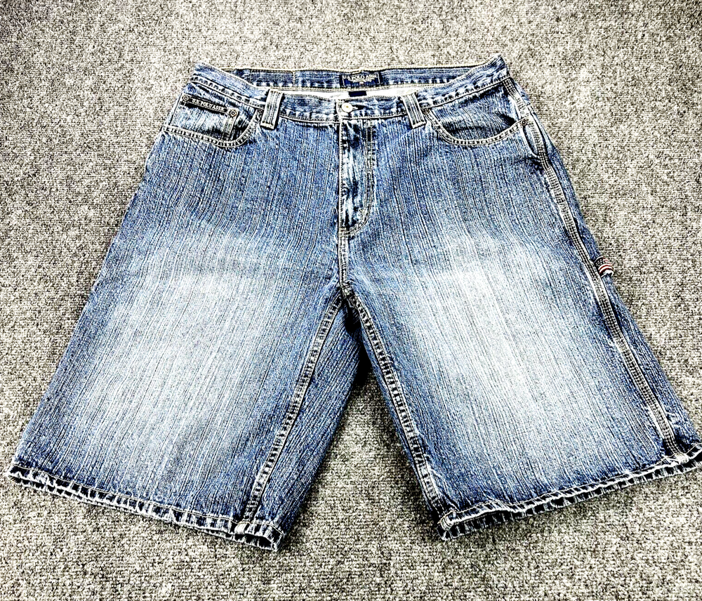 US Polo Assn Jean Shorts Mens 36 Carpenter Denim Hip Hop Y2K Baggy Skater Flag