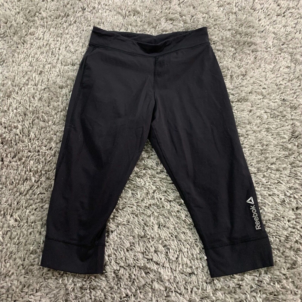 Reebok Leggings Womens S Small Play Dry Yoga Compression Black Workout Crop