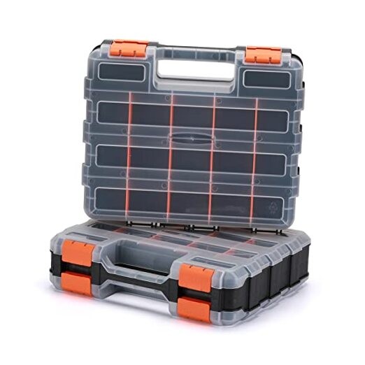 2PCS Heavy-Duty Double-Sided Tool Organizer in Black & Orange - Impact-Resistant Polymer  