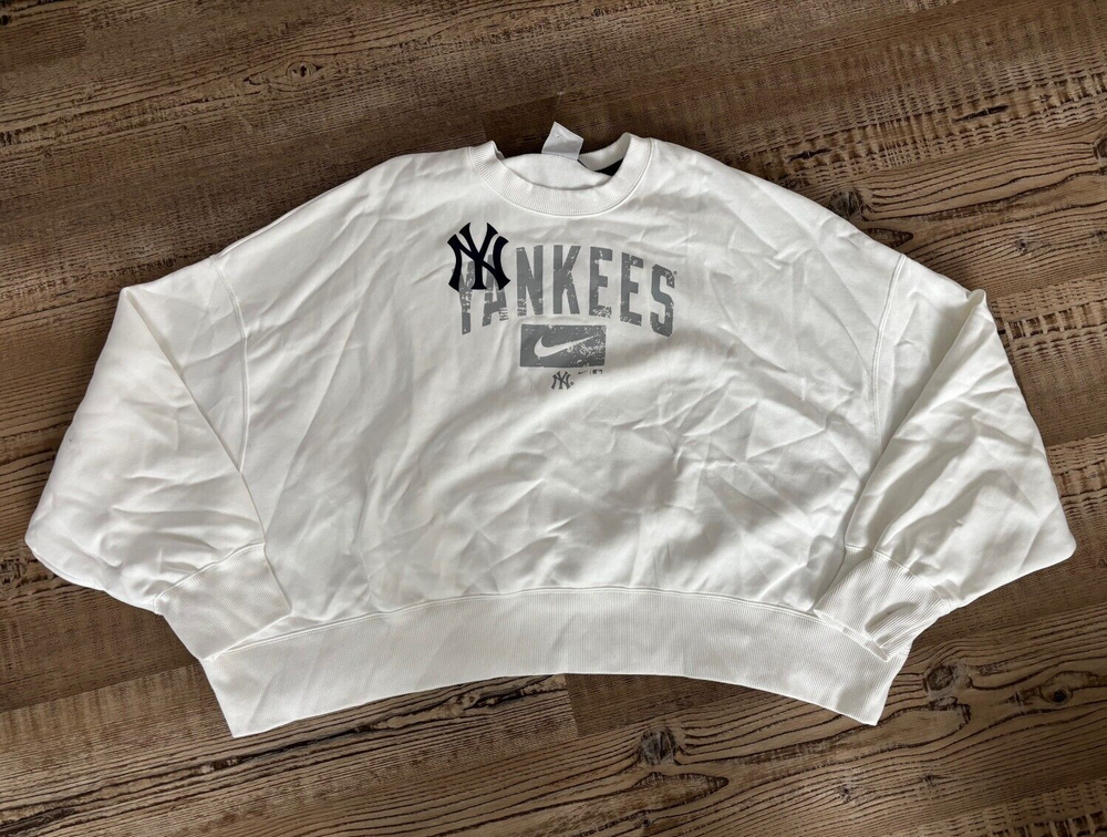Nike White Oversized Cropped Sweatshirt - New York Yankees Womens XXL  