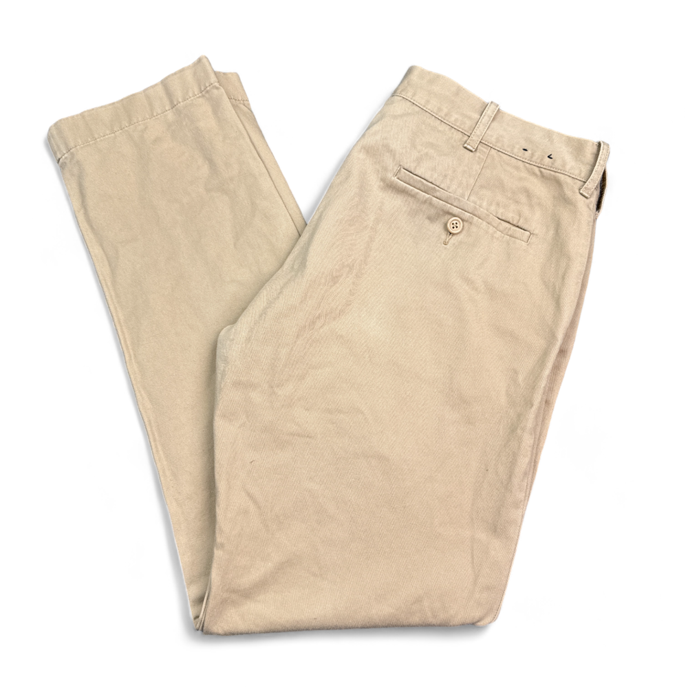 J Crew The Driggs Chino Pants Mens Size 33x32 Tan Khaki Beige Flat Front Casual