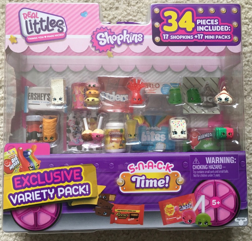 Shopkins Real Littles Snack Time Exclusive Variety Pack 34 Pcs Mentos Hugs NEW