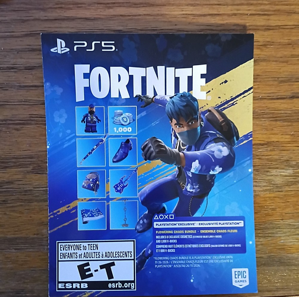 Fortnite Flowering Chaos Bundle PS5 Playstation Code Key (US) Unscratched NEW
