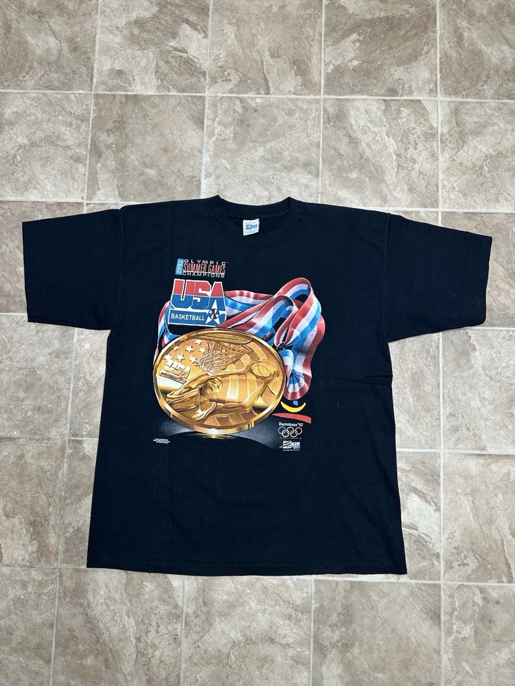 Vintage 1992 Dream Team Barcelona USA Olympics 90s NBA Basketball T Shirt XL