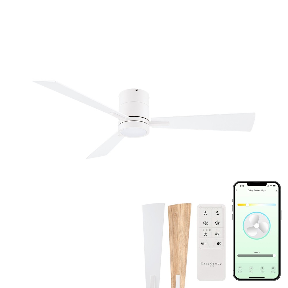 Bali 42in 3-Blade Smart Flush Mount Ceiling Fan in Matte White