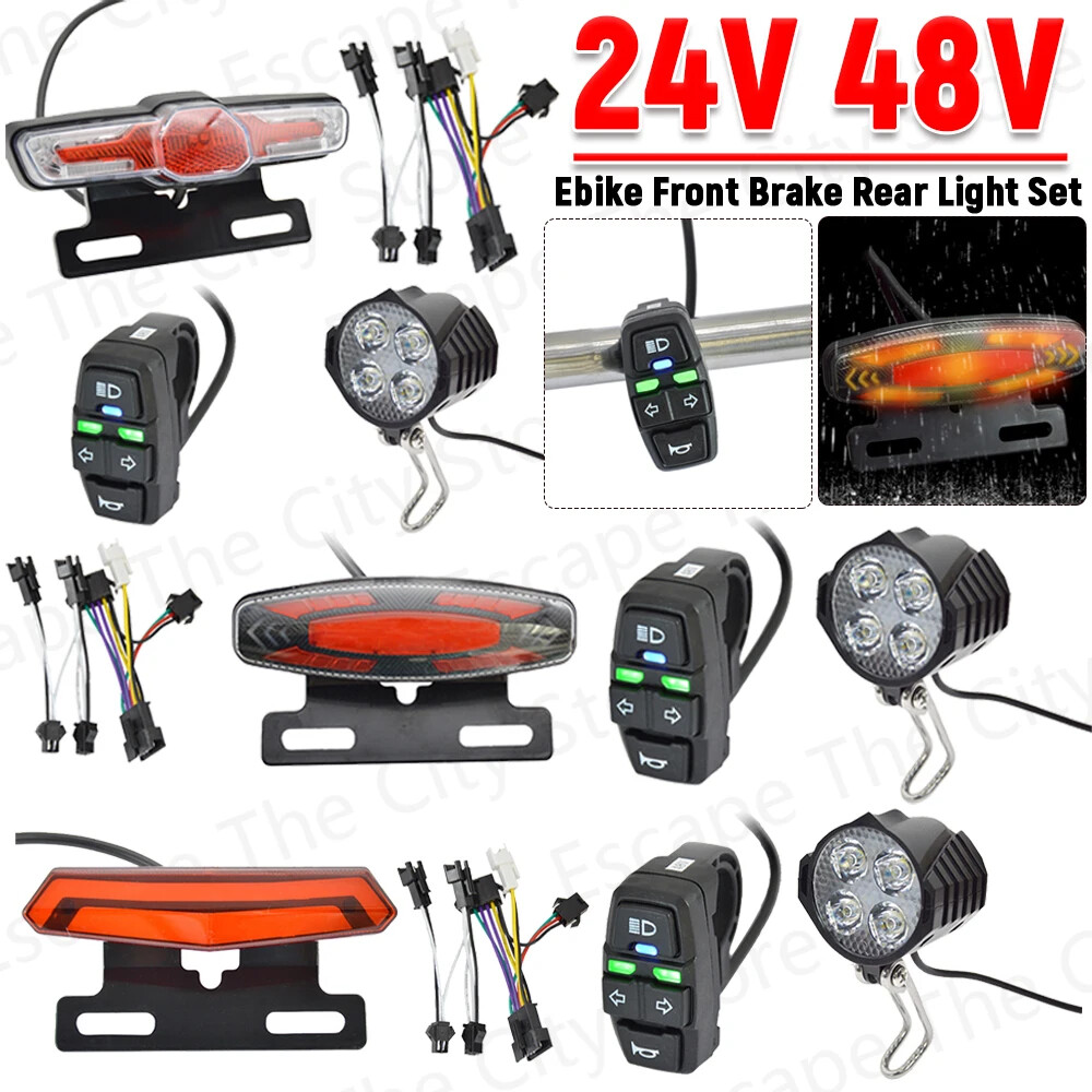 Front Rear LED Light Set Switch Adapter for E-Bike Turn Signal Tail Light