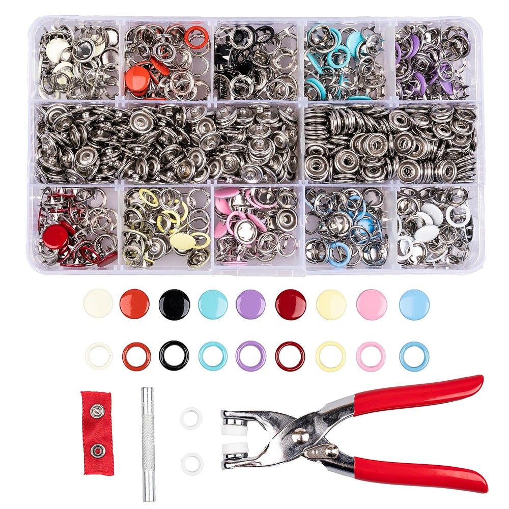 200 Sets Snap Button Kit, 9.5mm 10 Colors Snaps for Clothing, Snap Fastener T