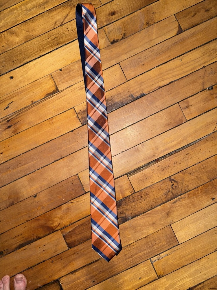 Tommy Hilfiger Orange and Blue Silk Necktie for Men