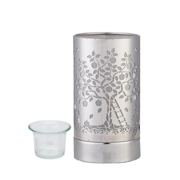 Silver Apple Tree Touch Lamp with Essential Oil Diffuser & Wax Warmer  
