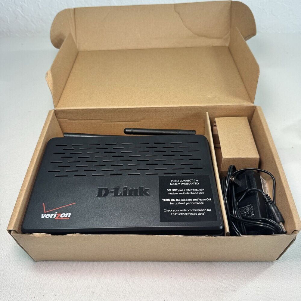 Verizon D-Link DSL-2750B  4-Port Wireless Router With Adapter