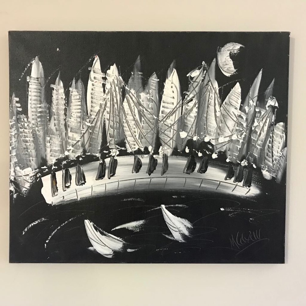 New York Piano 18x24 Modern  Original Abstract Painting  SIGNED PALETTE KNIFE