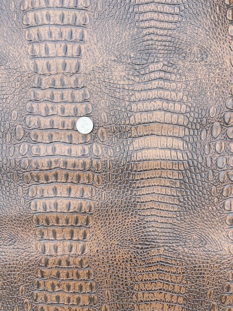 Brown Crocodile Faux Leather Fabric by BTY
