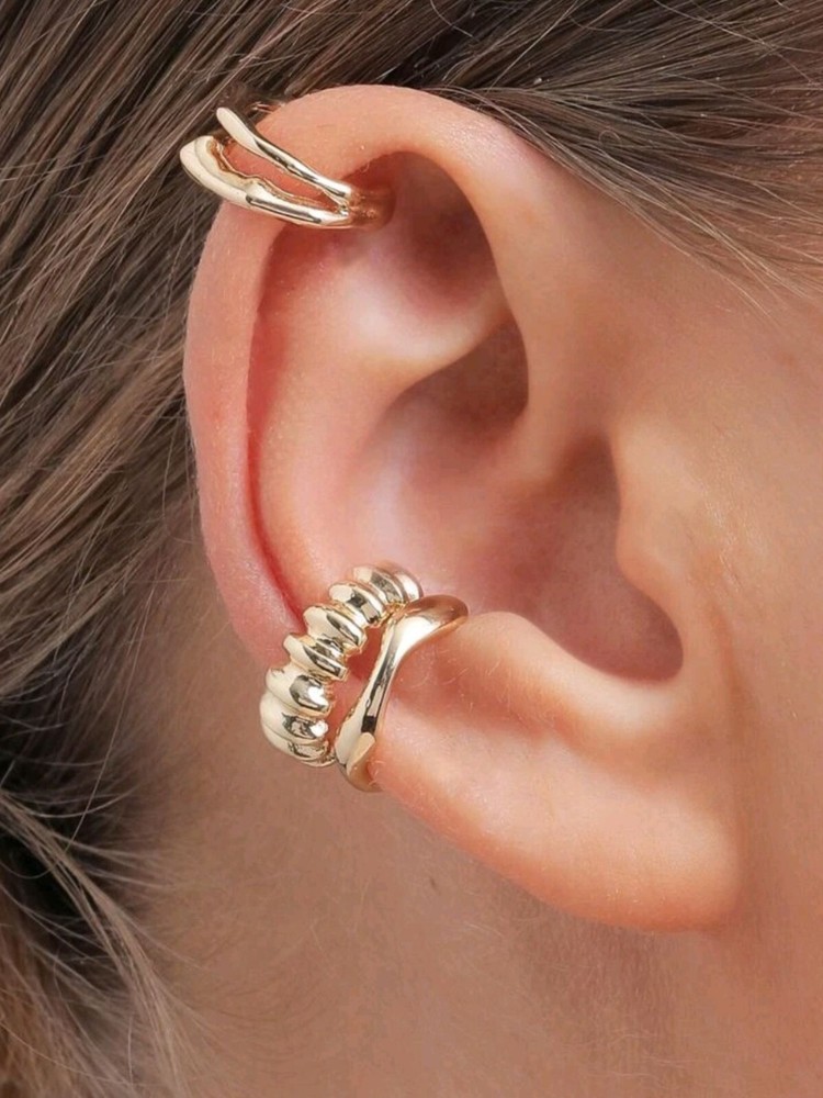 Stylish 925 Silver & 18k Gold Ear Cuff Set for Women - Perfect Birthday Gift