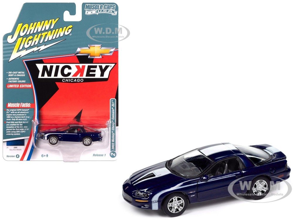 2002 CHEVROLET NICKEY CAMARO ZL1 BLUE 1/64 BY JOHNNY LIGHTNING JLMC034-JLSP382 B