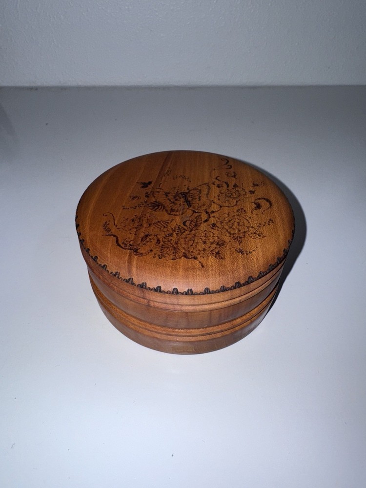 Handcrafted English Wooden Trinket Box – Rita Fathers Pokerwork Craft