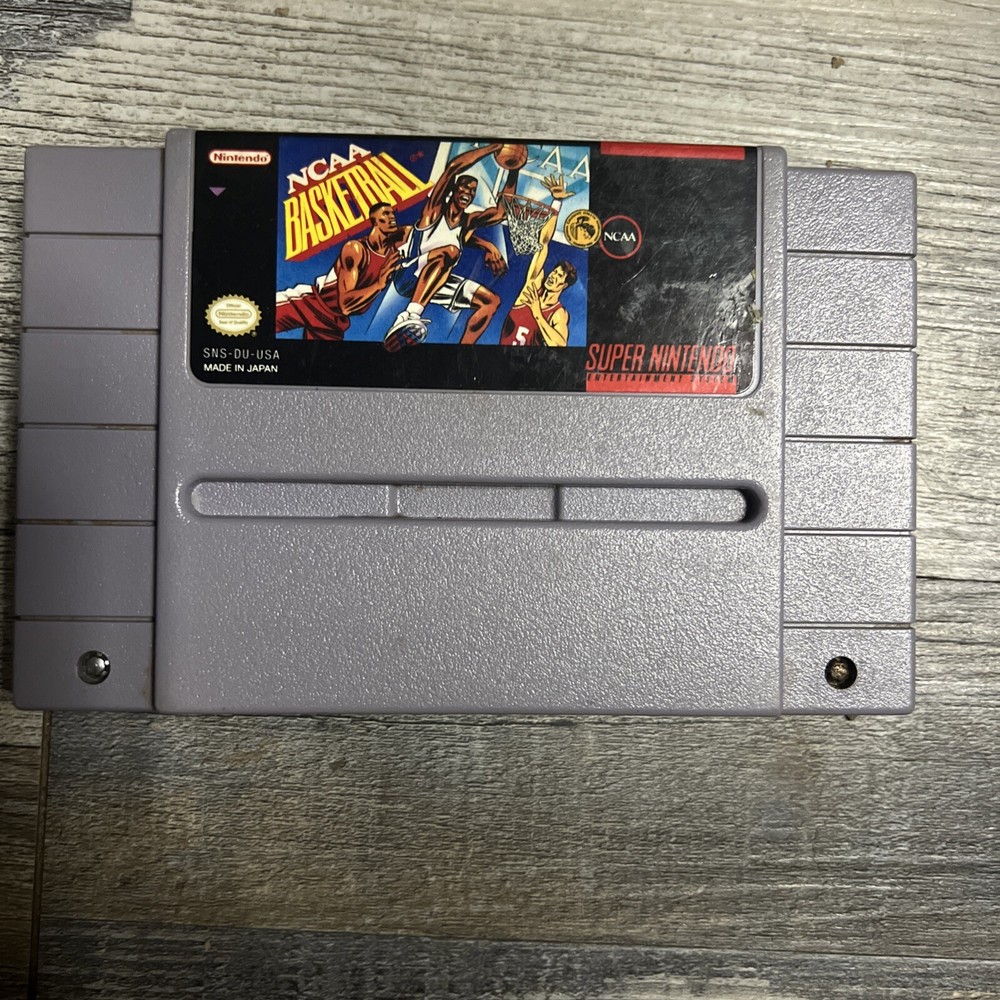 SNES NCAA Basketball Video Game for Super Nintendo System Console Tested 1991
