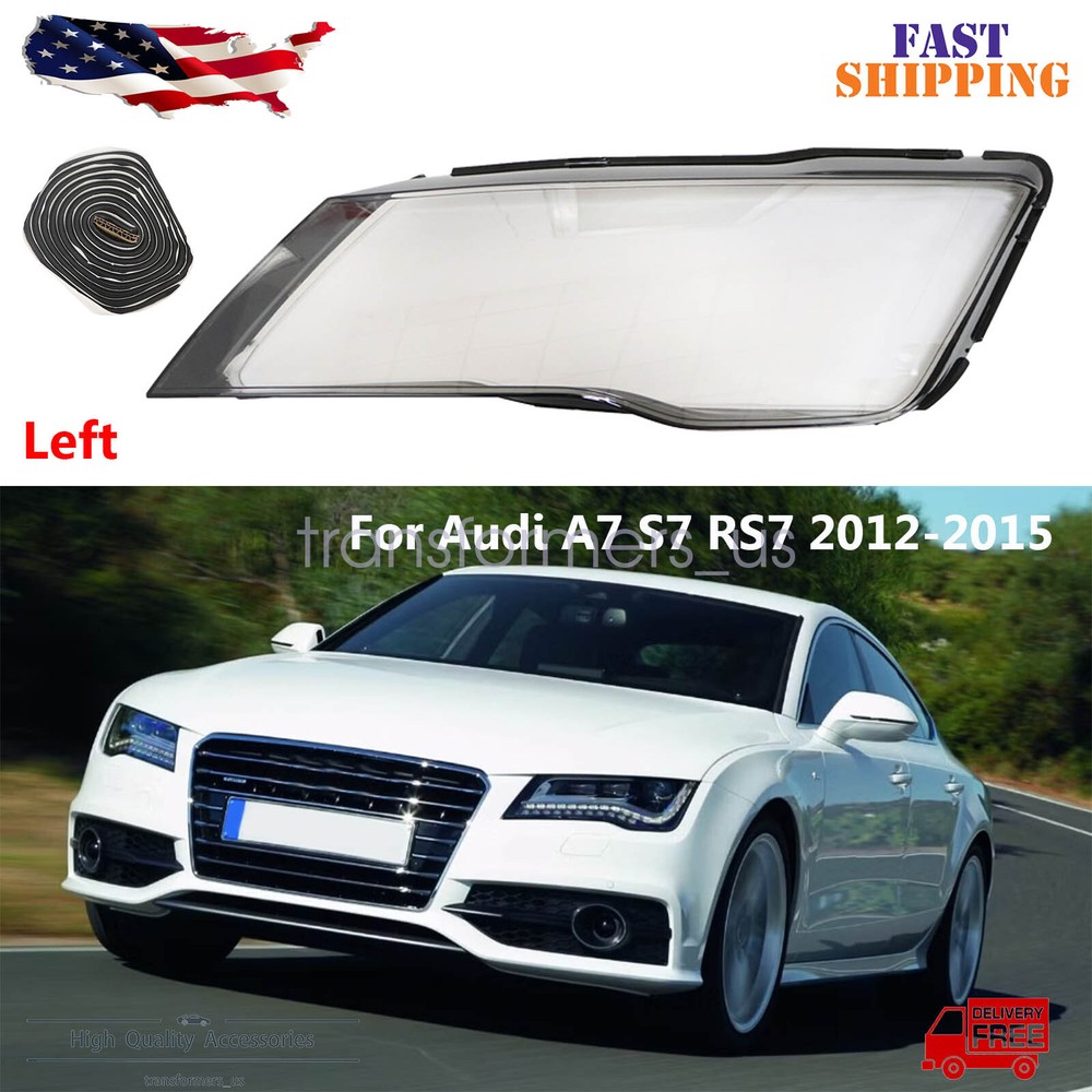 1x Front Left Headlight Clear Lens Shell+ Seal Glue For Audi A7 S7 RS7 2012-2015