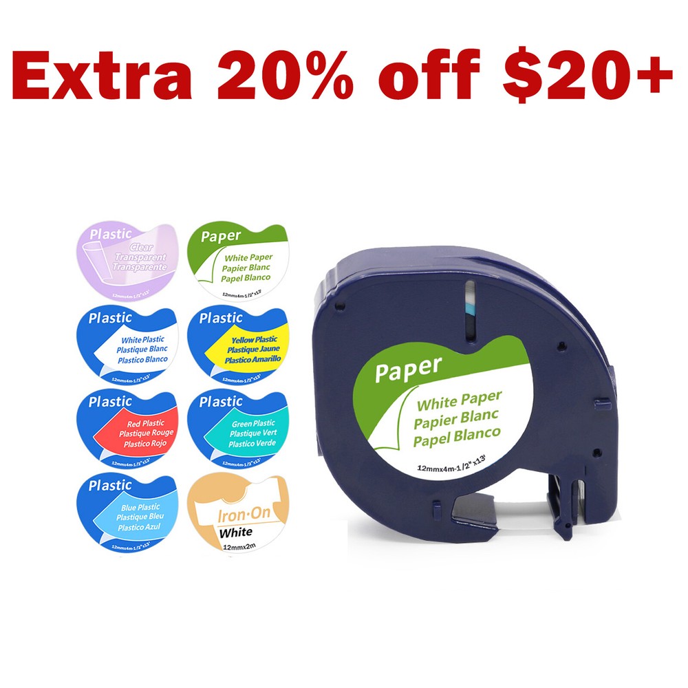 Label Tape Refills for DYMO LetraTag LT-100T 100H 16952 91330 91331 White Clear