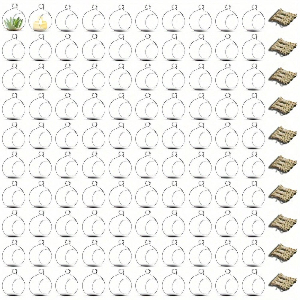 24-Pack 3.15in Hanging Glass Globes for Tea Lights & Air Plants - Wedding Decor