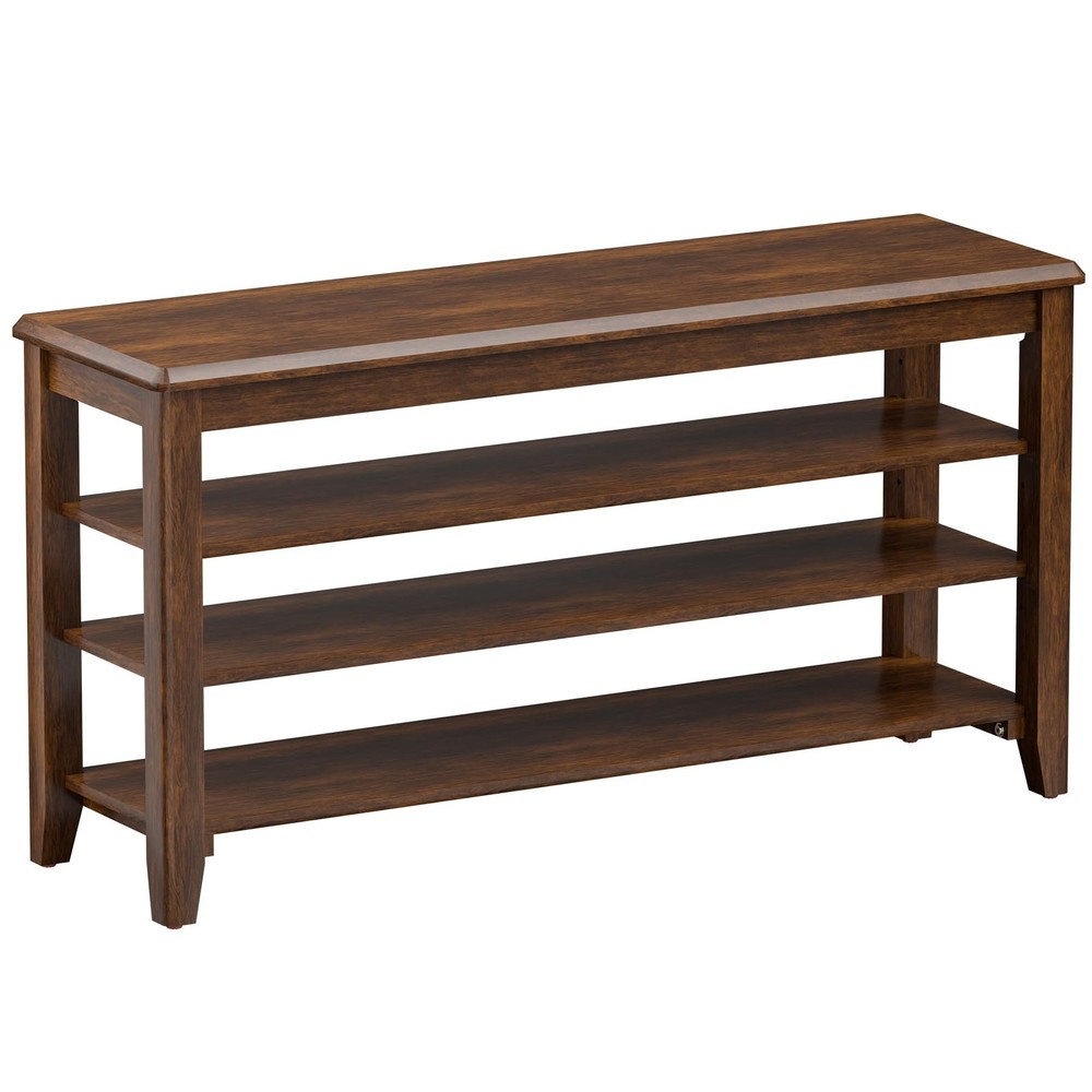 Shoe Bench Storage Rubberwood, Entryway Bench with 3-Tiers Height Adjustable,...