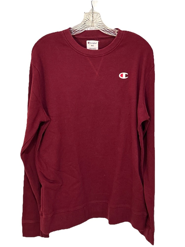 Champion Sweatshirt Mens Large Burgundy Red Crewneck Pullover Cotton Long Sleeve
