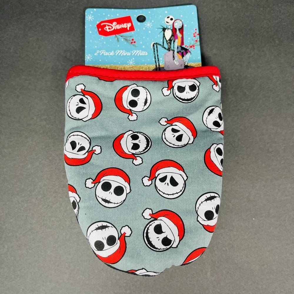 Disney The Nightmare Before Christmas 2 Pack Mini Oven Mitts Jack Santa Hat Gray