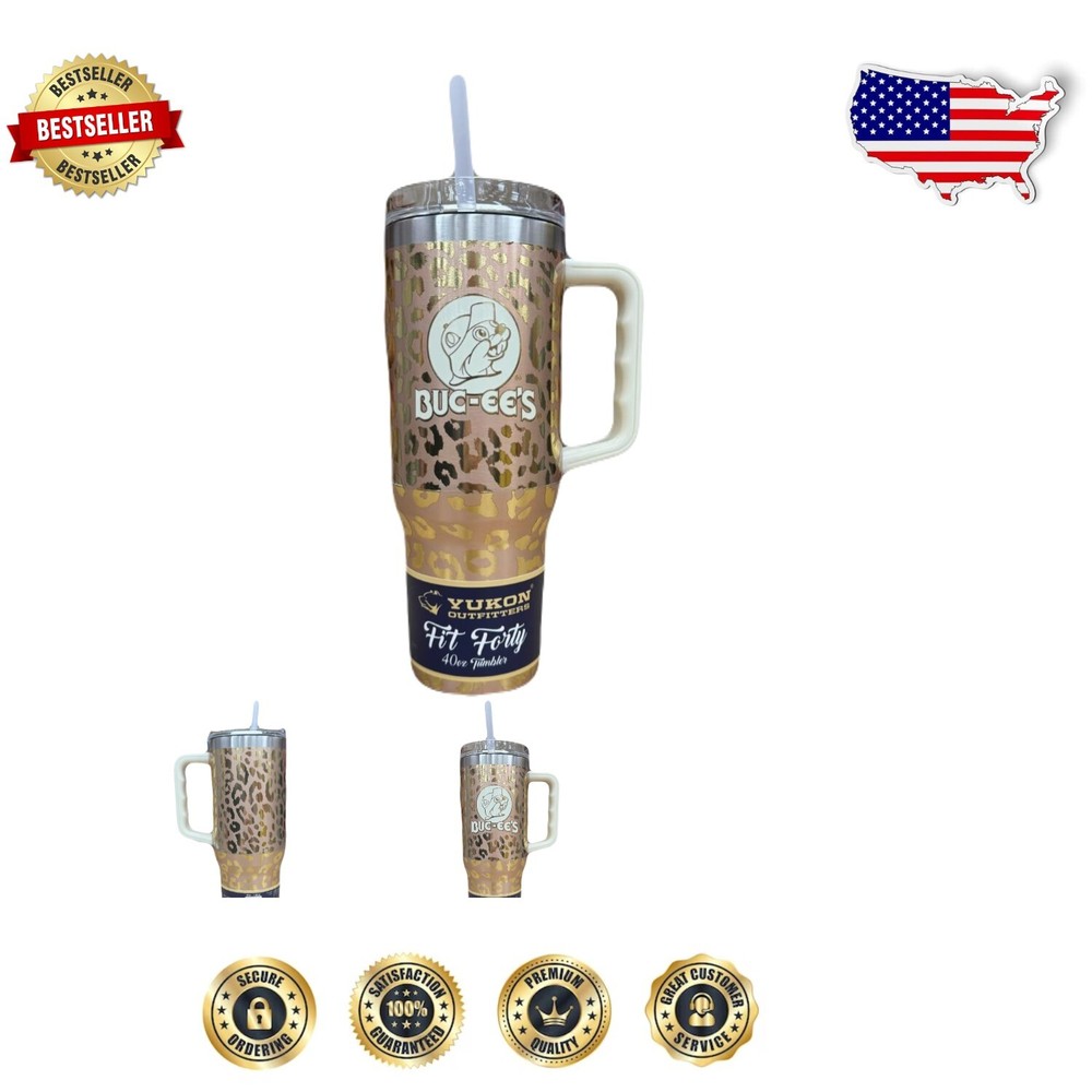 Durable 40oz Leopard Print Stainless Steel Tumbler Ideal for Travel