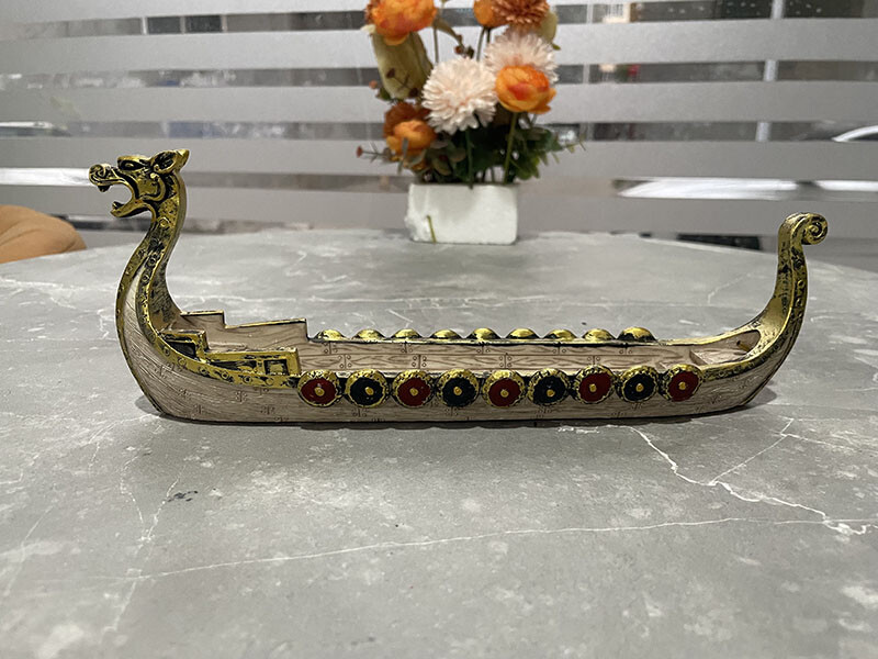 Hand-carved dragon boat incense stick bracket burner engraved incense burner