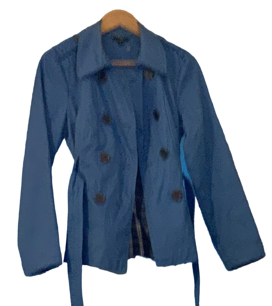 Double Breasted Womens Blue Summer Trench Coat with Belt by Marks & Spencer-image