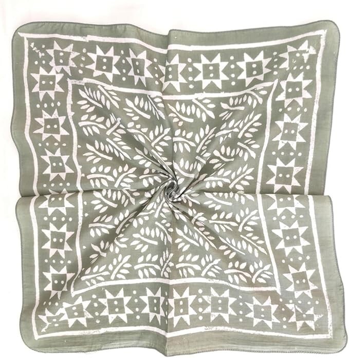 Organic Cotton Block Print Bandana for Men and Women