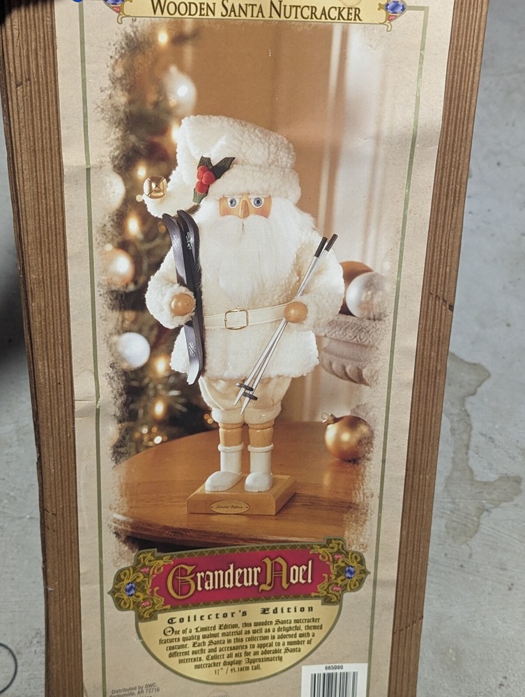 Vintage Grandeur Noel Limited Edition Wooden Santa Nutcracker All White