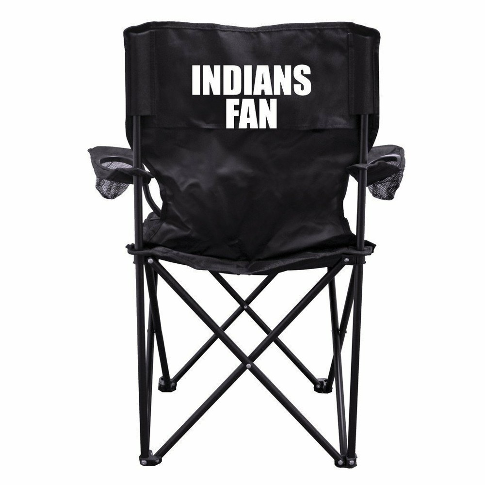 Compact Black Folding Camping Chair for Indians Fans with Carry Bag