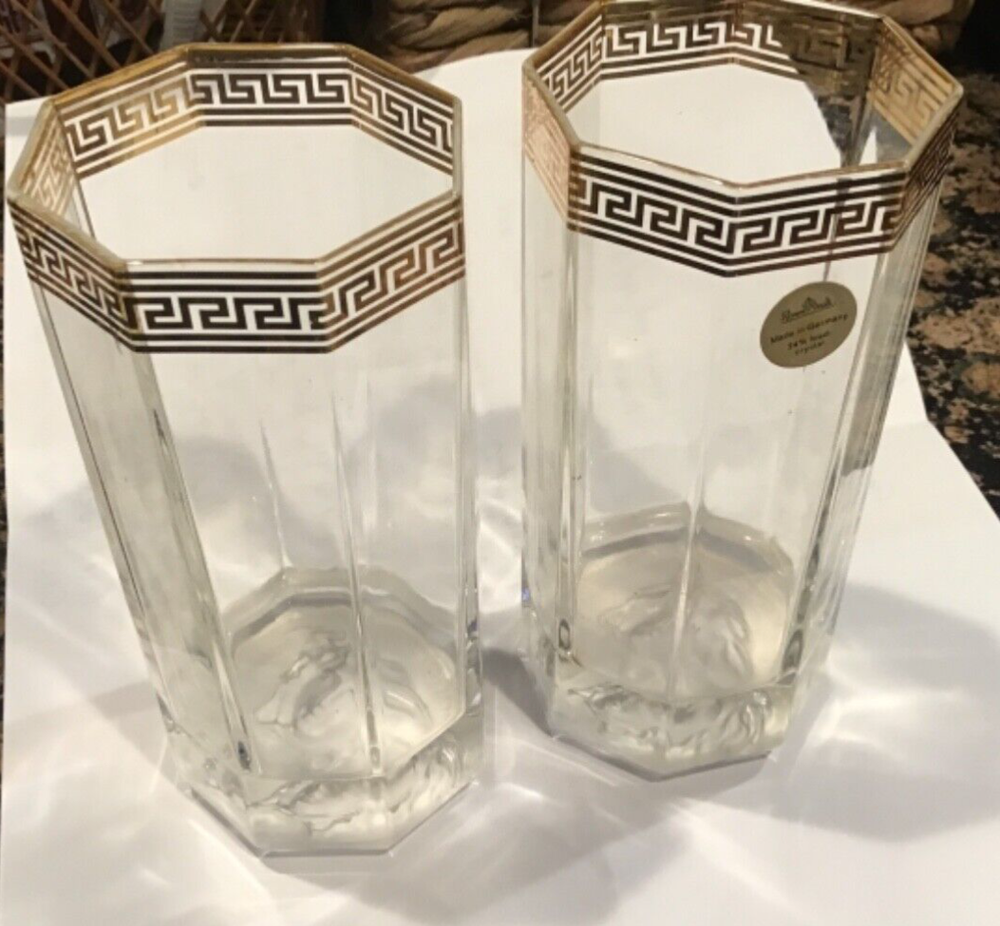 Rosenthal Medusa D’Or Crystal Glass Tumblers ~ Set of 2 - Embossed bottom.