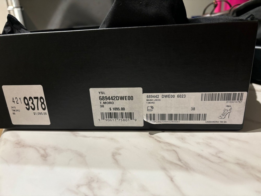 YSL HEELS, MAINE LISCO T.MORO, CASSANDRA 100 SA, SIZE 38 COLOR BROWN