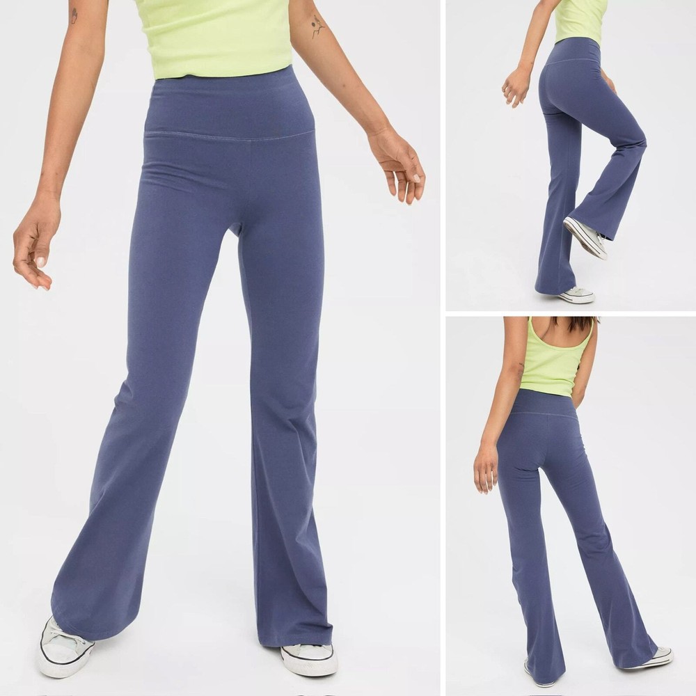 Aerie Offline High Waisted Flare Legging in Dusky Blue Size XS Athleisure Loungewear