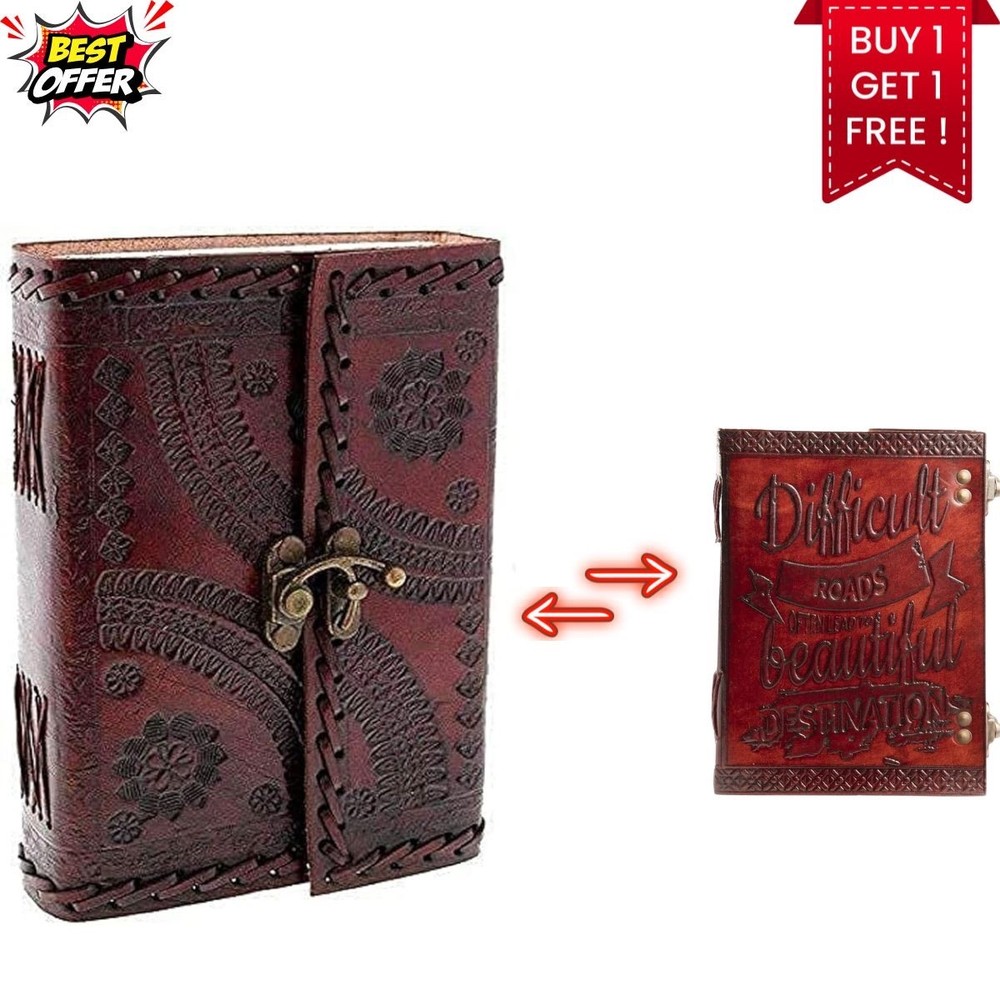 Leather Journal 7x5–Handmade Vintage Diary with Single Lock,200 Pages | B1G1Free