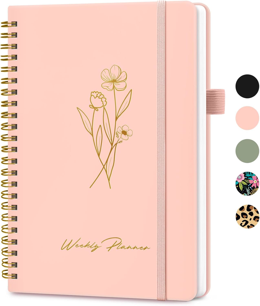 Undated A5 Weekly Planner Notebook with Goals and Habit Tracker - 6.1 x 8.2 in