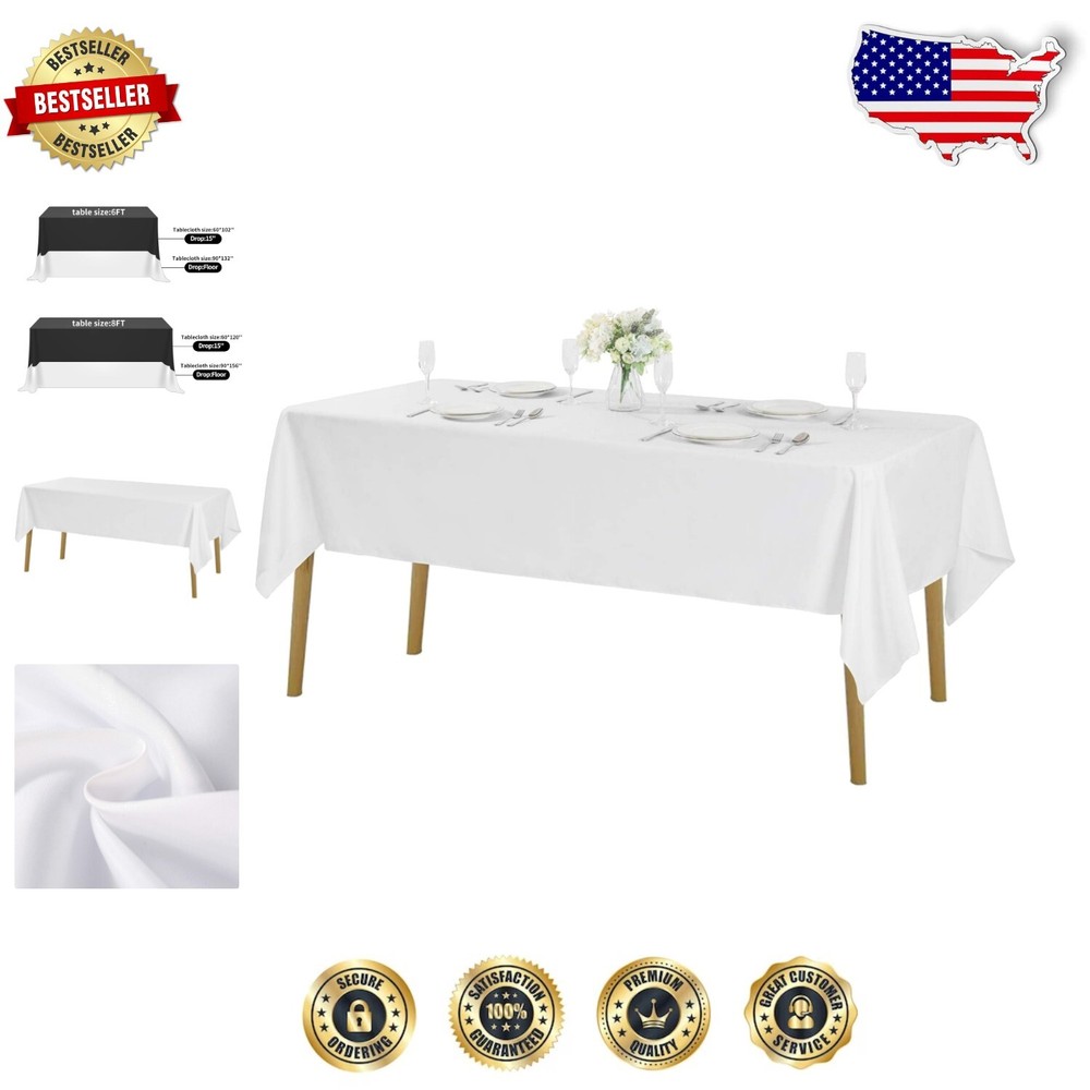 60x120 Inch Machine Washable Tablecloth 6 Pack for Events & Parties