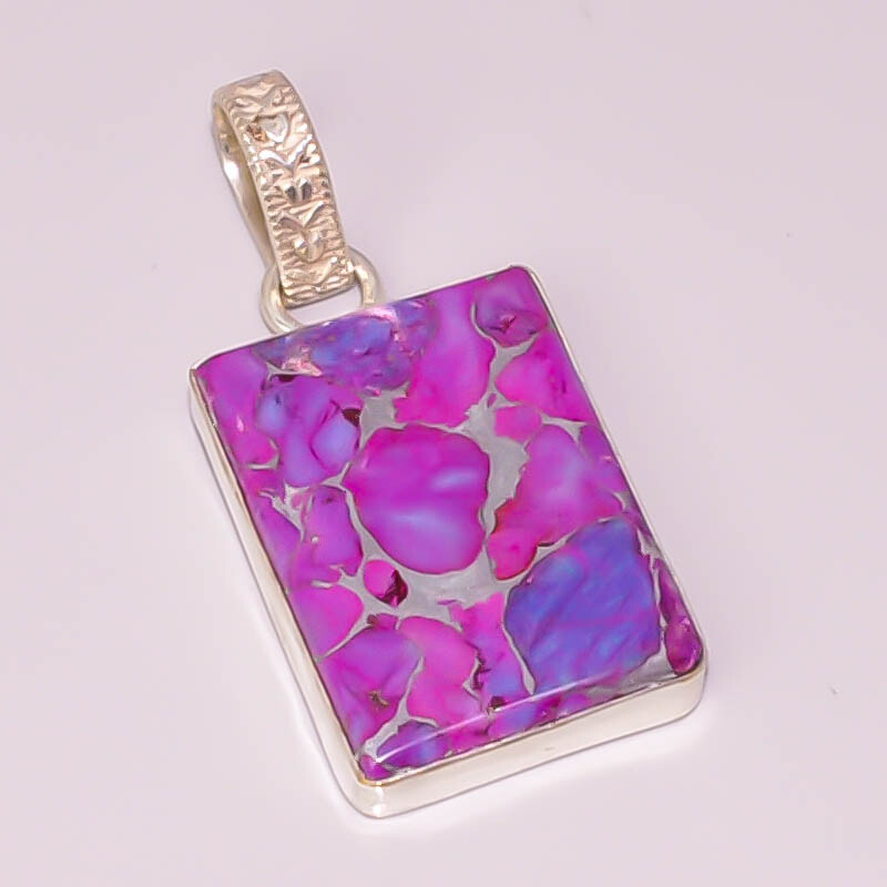 Natural Purple Zinc Turquoise 925 STERLING SILVER PLATED PENDANT