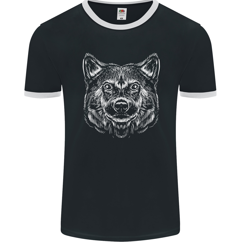 Shiba Inu Dog Art Men's FotL Ringer Tee  