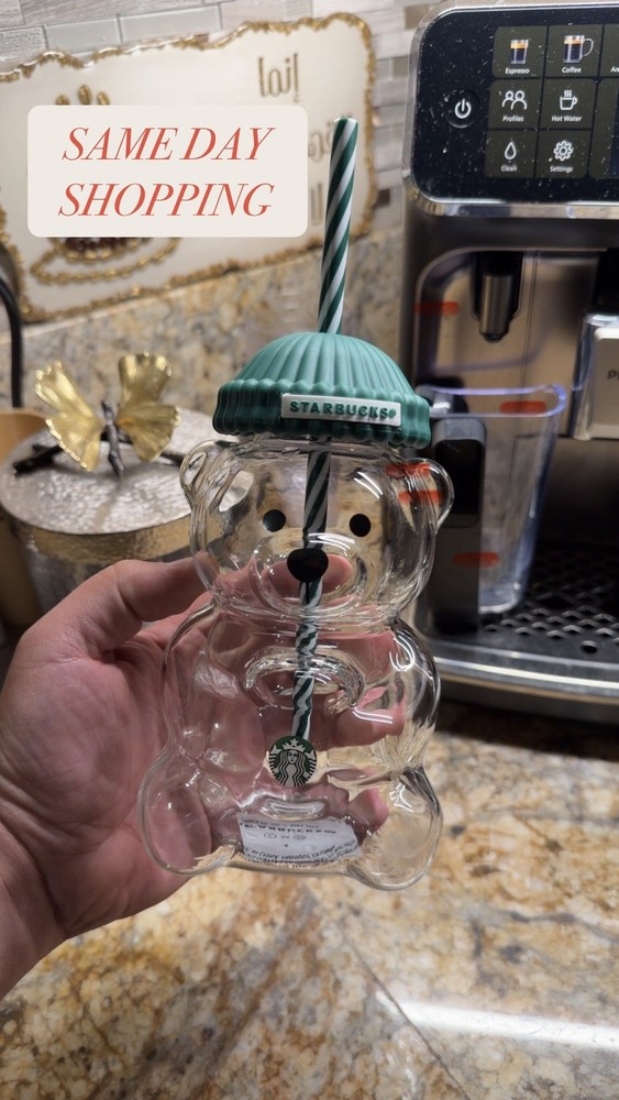 2025 Starbucks Bearista Limited Edition Bear Glass Cold Cup 100% Authentic Rare