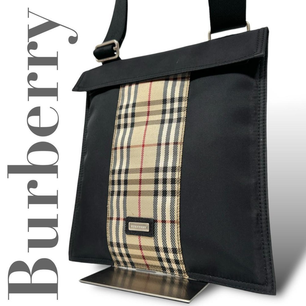 Burberry Shoulder Bag Nova Check Nylon Black Authentic F1205361